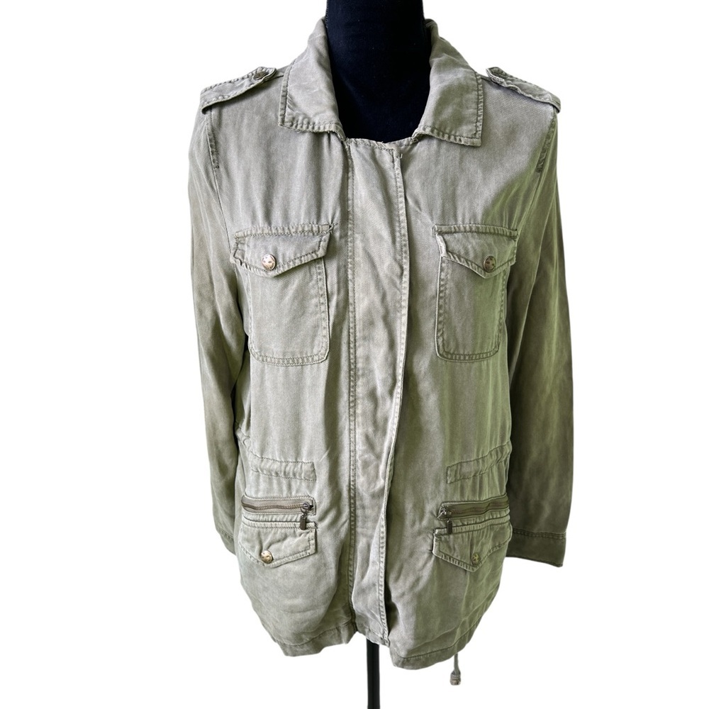 Max Jeans Nordstrom Utility Jacket Tencel‎ Olive Green Military Look Medium NWT